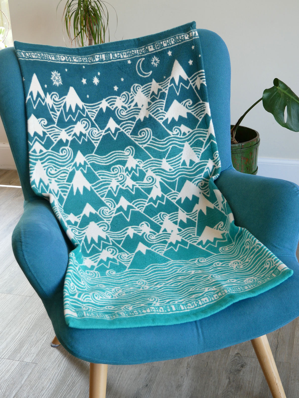 Misty Mountains Moonlit Brushed Cotton Baby Blanket