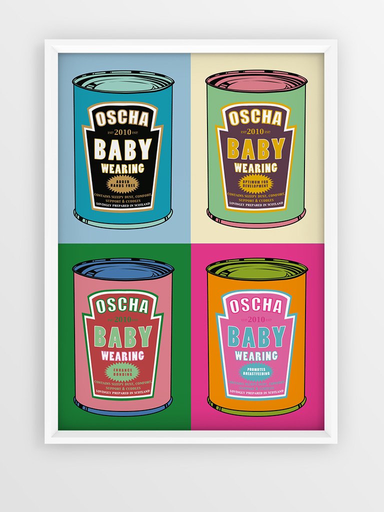 Pop-Art-Druck: Babytragen in einer Dose