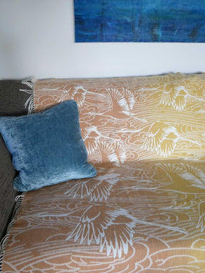 Cranes Saffron Skies Merino Throw