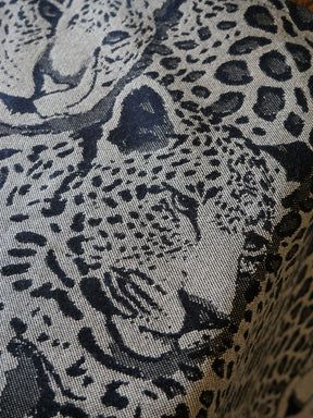 Close-up of fabric with a leopard print pattern